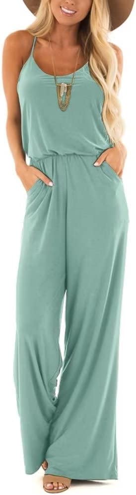 Lacozy Womens Casual Sleeveless Spaghetti Strap Jumpsuit