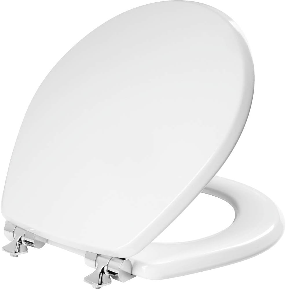 Mayfair Bennett Toilet Seat with Chrome Hinges for Round Toilets