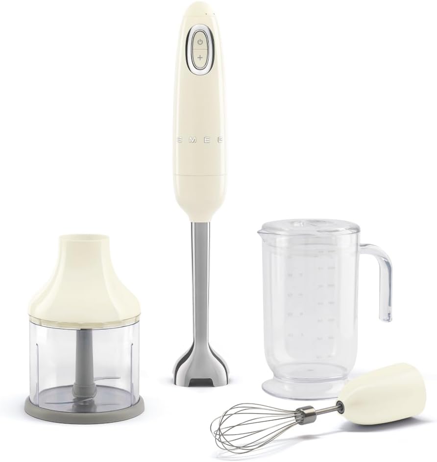 SMEG Handheld Immersion Blender with Beaker and Chopper Bowl
