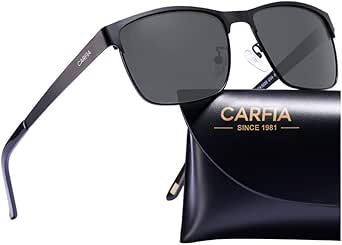 CARFIA Metal Mens Sunglasses with Polarized UV400 Protection
