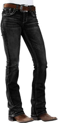 Women's Mid Rise Bootcut Jeans with High Stretch Denim