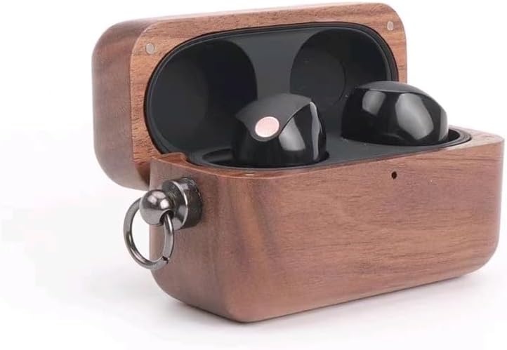 Walnut Wood Style Case for Sony WF1000XM5 - Secure Protection on-the-Go 