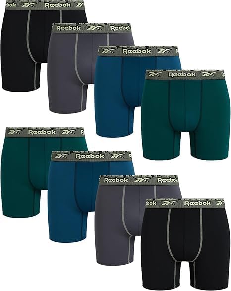 Reebok Mens Boxer Briefs 8 Pack Quick Dry Performance Underwear