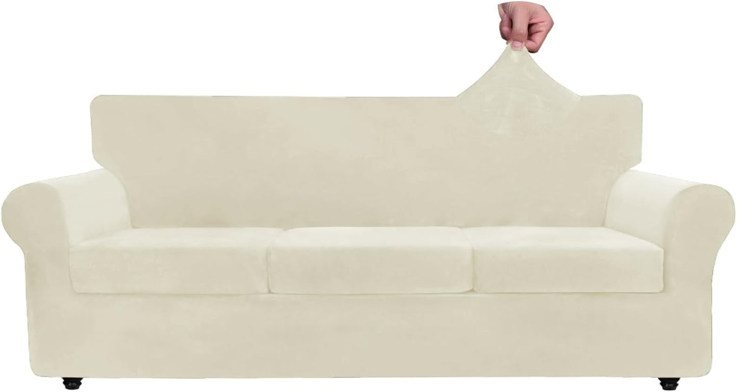 ZNSAYOTX Oversized Velvet Couch Cover for 3 Cushion Sofa