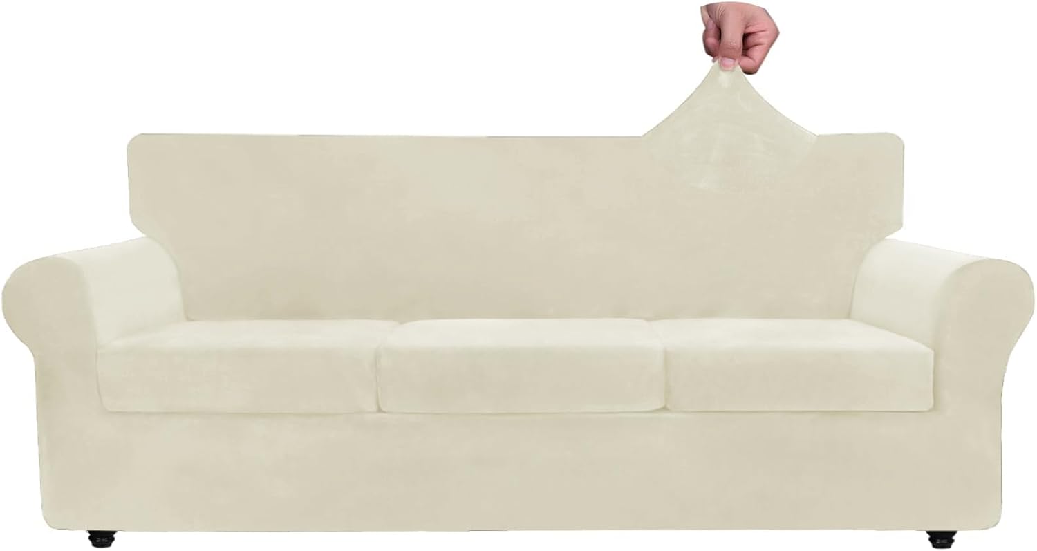 ZNSAYOTX Oversized Velvet Couch Cover for 3 Cushion Sofa