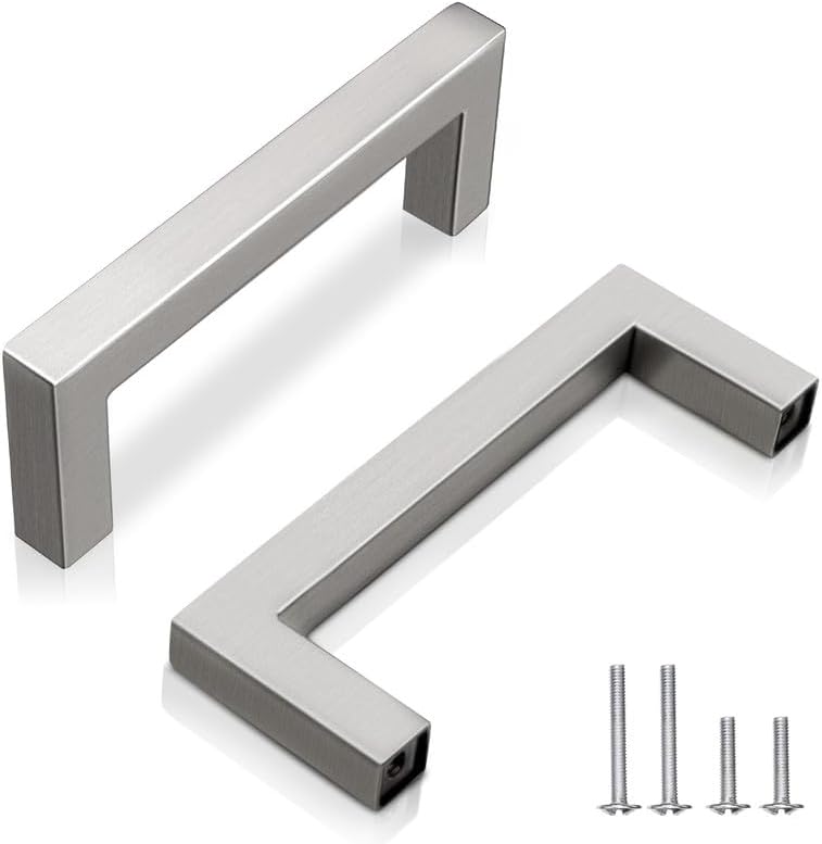 3 Brushed Nickel Stainless Steel Cabinet Handles for Modern Homes