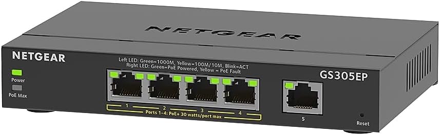 NETGEAR 5 Port PoE Gigabit Ethernet Switch for Easy Management