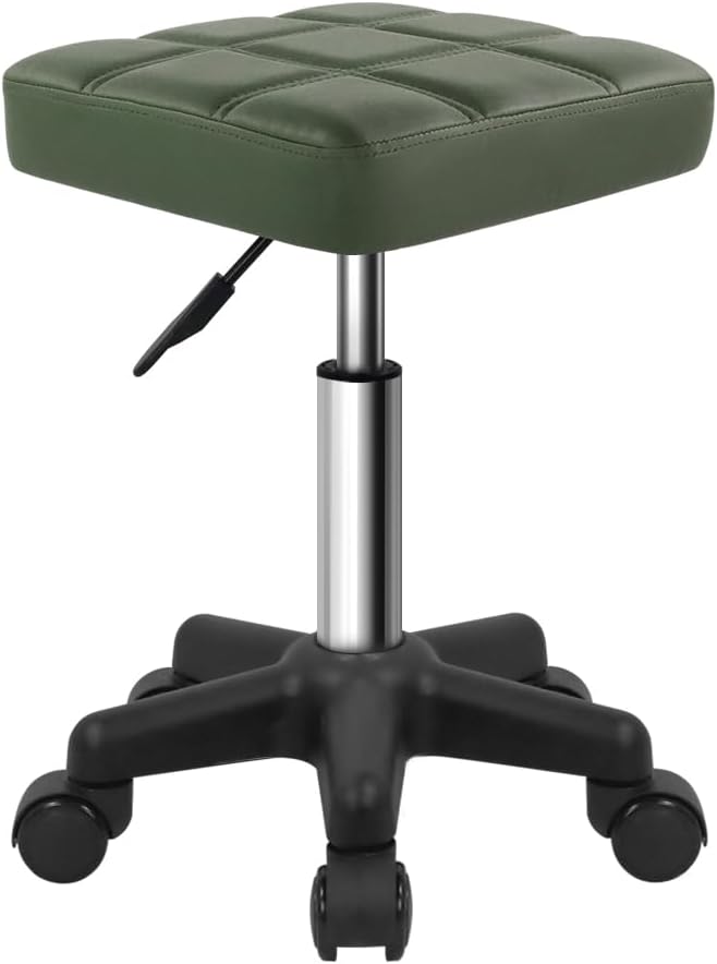 FURWOO Square Swivel Stool with Wheels for Spa and Salon Use