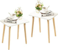 White End Tables Set of 2 - Compact Boho Side Tables for Small Spaces