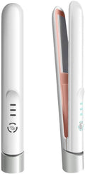 Cordless Hair Straightener and Curler 2 in 1 for Women - White Travel