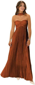 Womens Chiffon Bridesmaid Dresses Strapless Pleated Long Gown