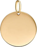 10K Solid Gold Disc Pendant for Women - Personalised Engraved Charm