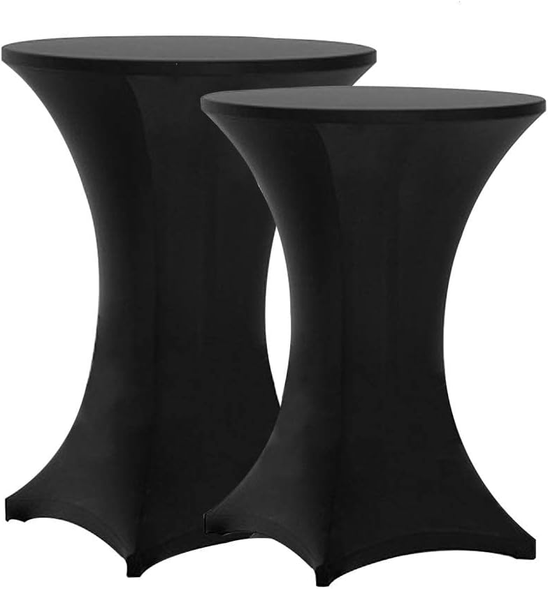 Black Spandex Table Covers 2 Pack - Fitted Stretch Elegance