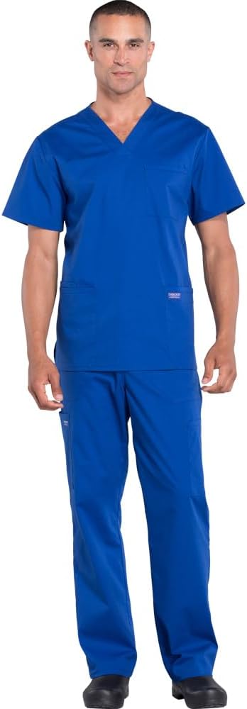 Cherokee Scrub Set for Men - 4 Pocket V-Neck Top & Cargo Pants