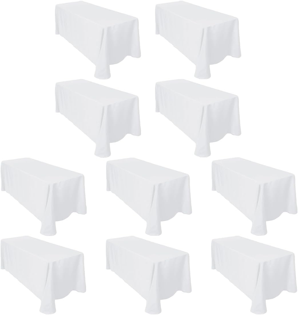 LTC LINENS 10-Pack White Rectangular Tablecloths for Events