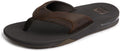 REEF Men's Fanning Leather Bottle Opener Flip Flops - Arch Support