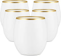 Unbreakable Stemless Plastic Wine Glasses 40 ct - Elegant White Gold
