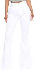 BISUAL Women's High Waisted Black Bell Bottom Jeans - Flared Fit
