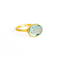 Blue Topaz Ring Bezel Oval - Stackable Vermeil or Silver