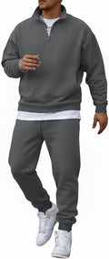 Men 2 Piece 1/4 Zip Track Suit Set - Comfortable Everyday Wear