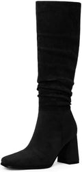 Modatope Knee High Boots Women Chunky Heel Square Toe - Stylish