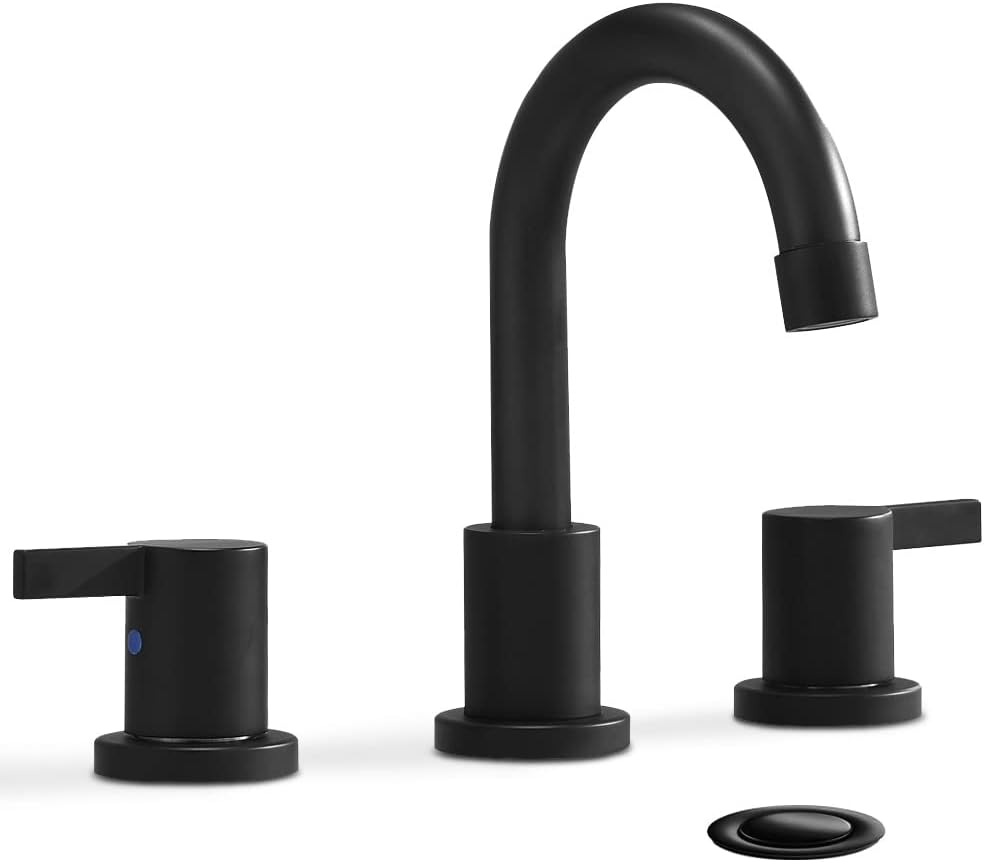 Phiestina 8 Inch Low-Arch Bathroom Faucet in Matte Black