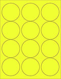 Neon Yellow Fluorescent 2.5 in Round Labels - 1200 Pack