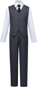 Boys Slim Fit White Suit Set - Pre-Tied Tie & Adjustable Waist