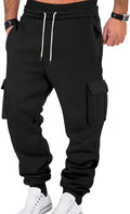 Mens Fleece Cargo Sweatpants Heavyweight Elastic Waist Pants