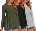 Ekouaer Maternity Shirts 3 Pack Pleated Long Sleeve Tops (Style S5PM)