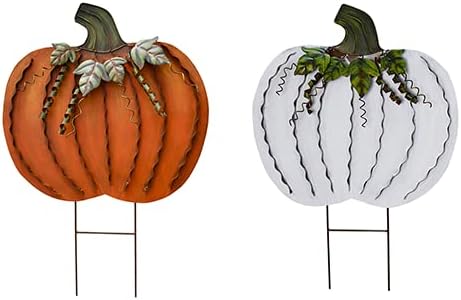 Veclotch Pumpkin Garden Stake Metal Yard Sign for Fall Decor