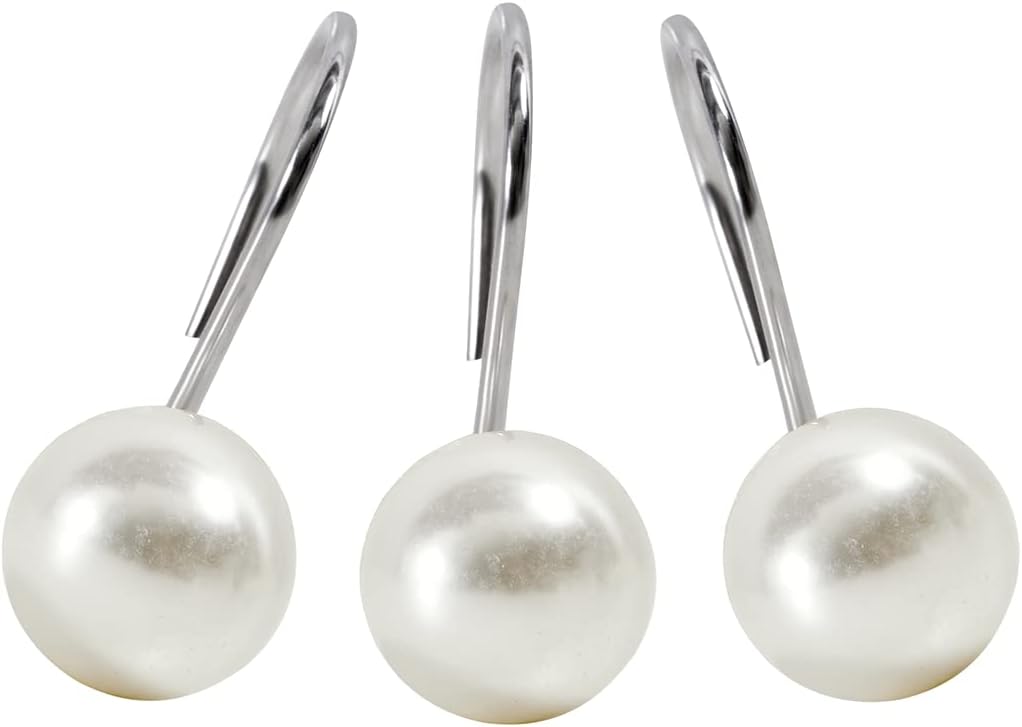 Ivory Pearl Rustproof Shower Hooks 12PCS
