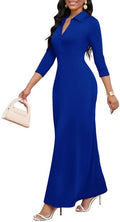 Maxi Dresses for Women V Neck 3/4 Sleeve Wrap Maxi Dress - Flattering