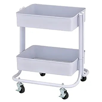 ECR4Kids 2-Tier Metal Rolling Utility Cart for Office Storage