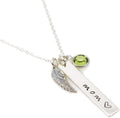 Guardian Angel Wing Sterling Silver Necklace Personalized Nameplate
