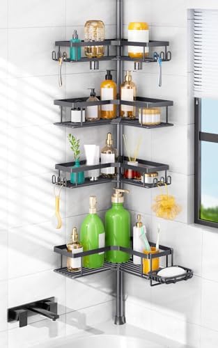 HAMITOR Corner Bathroom Shower Caddy: 4-Tier Rustproof Organizer