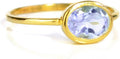 Tiny Oval Gemstone Stacking Ring - Minimalist Everyday Birthstone