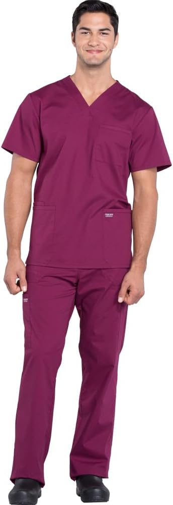 Cherokee Scrub Set for Men - 4 Pocket V-Neck Top & Cargo Pants