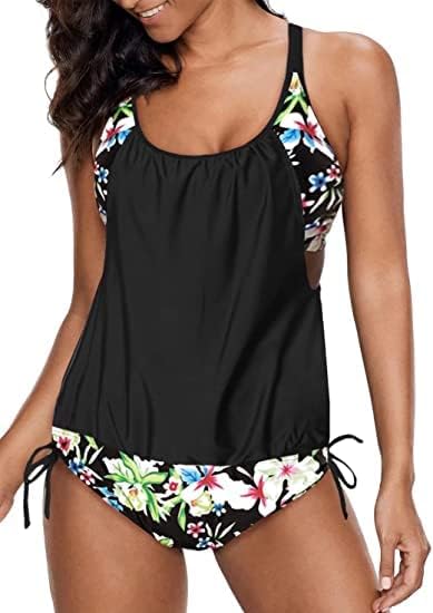 Dokotoo Womens 2023 Fashion Stripes Print Double Up Tankini Set