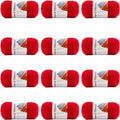 Soft Classic Solid Yarn - Bright Red 12 Pack for Knitting & Crochet