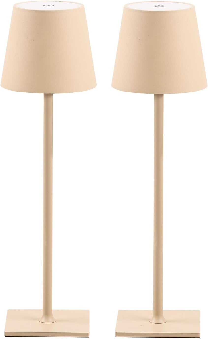 2 Pack Cordless Table Lamps with Stepless Dimming and Battery