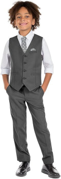 Boys' 6-Piece Slim Fit Formal Suit Set - Vest, Tie & Bow