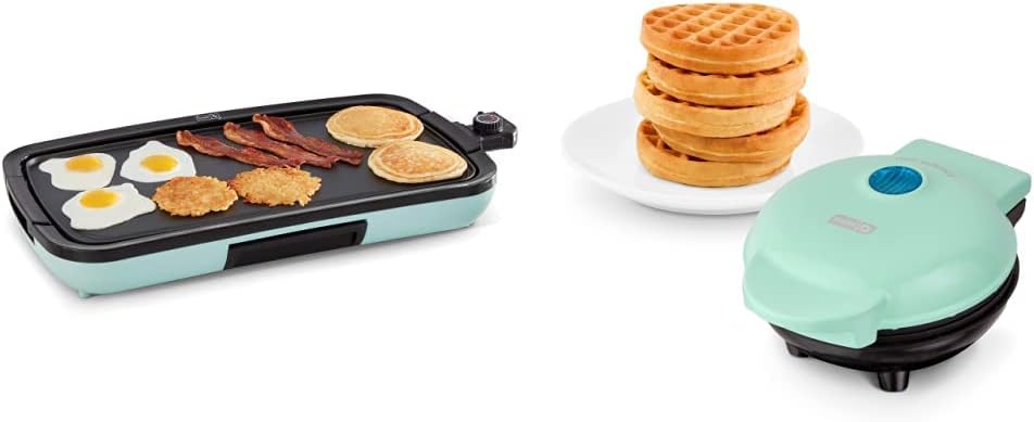 DASH Deluxe Electric Griddle + Mini Waffle Maker Bundle - Quick & Tasty Cooking!