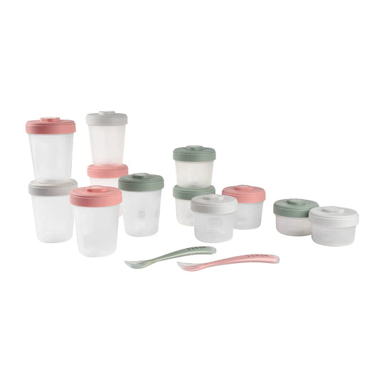 Beaba Clip Containers Set: Baby Food Storage + Spoons