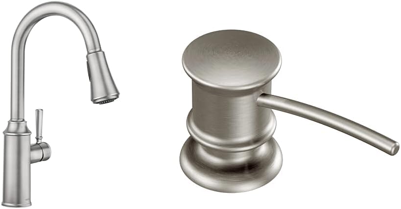 Moen Conneaut Spot Resist Stainless Kitchen Faucet with Soap Dispenser
