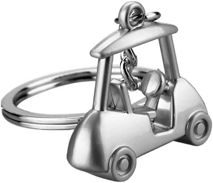 Silver Golf Cart Keychain for Stylish Organization
