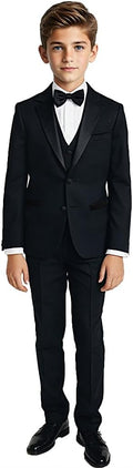 Boy's Modern Black n Bianco Tuxedo Dresswear Set - Classic Fit