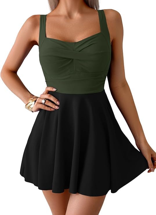 B2prity One Piece Swimdress Swimsuit for Women with Tummy Control