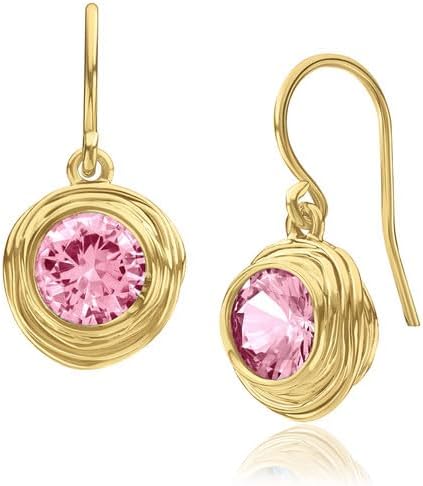 14K Gold Over Sterling Silver Earrings with 4.7 TCW Cubic Zirconia
