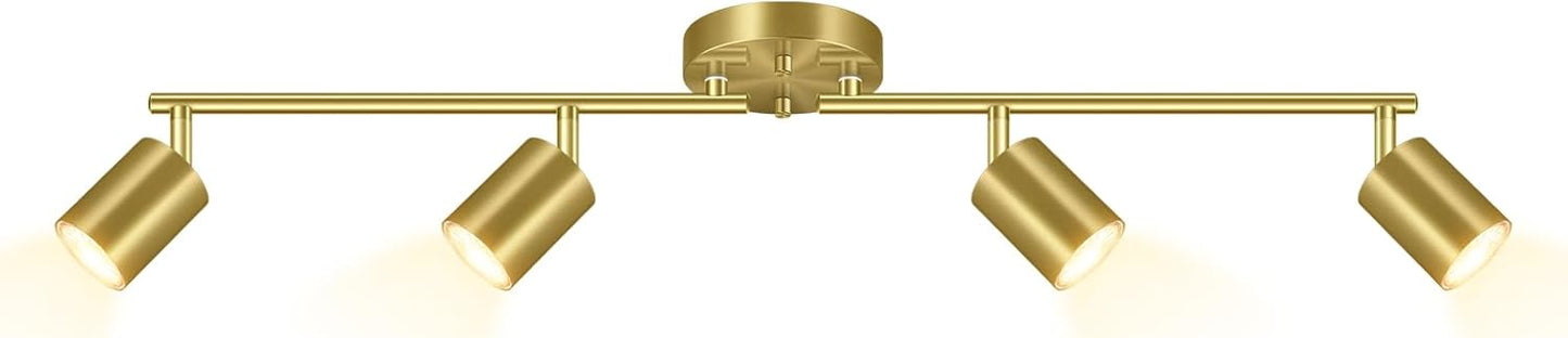 BoostArea Gold LED 4 Light Track Lighting Kit for Modern Spaces